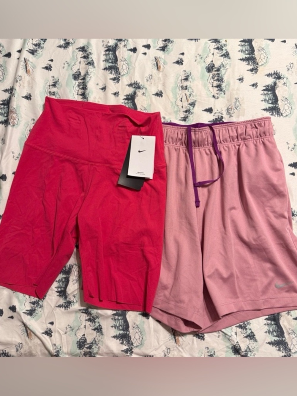 Nike Bright Fuchsia Bike Shorts & Light Pink Drawstring Shorts NEW Size Small 2